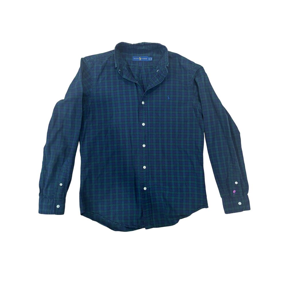 Ralph Lauren Plaid Button Down Shirt Men Small Blue Green Pony Logo Cotton - Picture 5 of 13